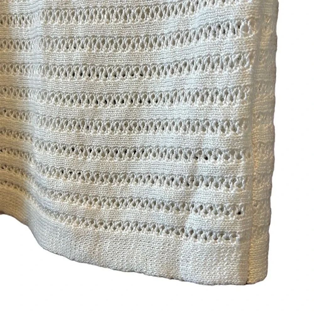 Cream Knit Cowl Neck‎ Sweater Pullover Lightweight Open Weave